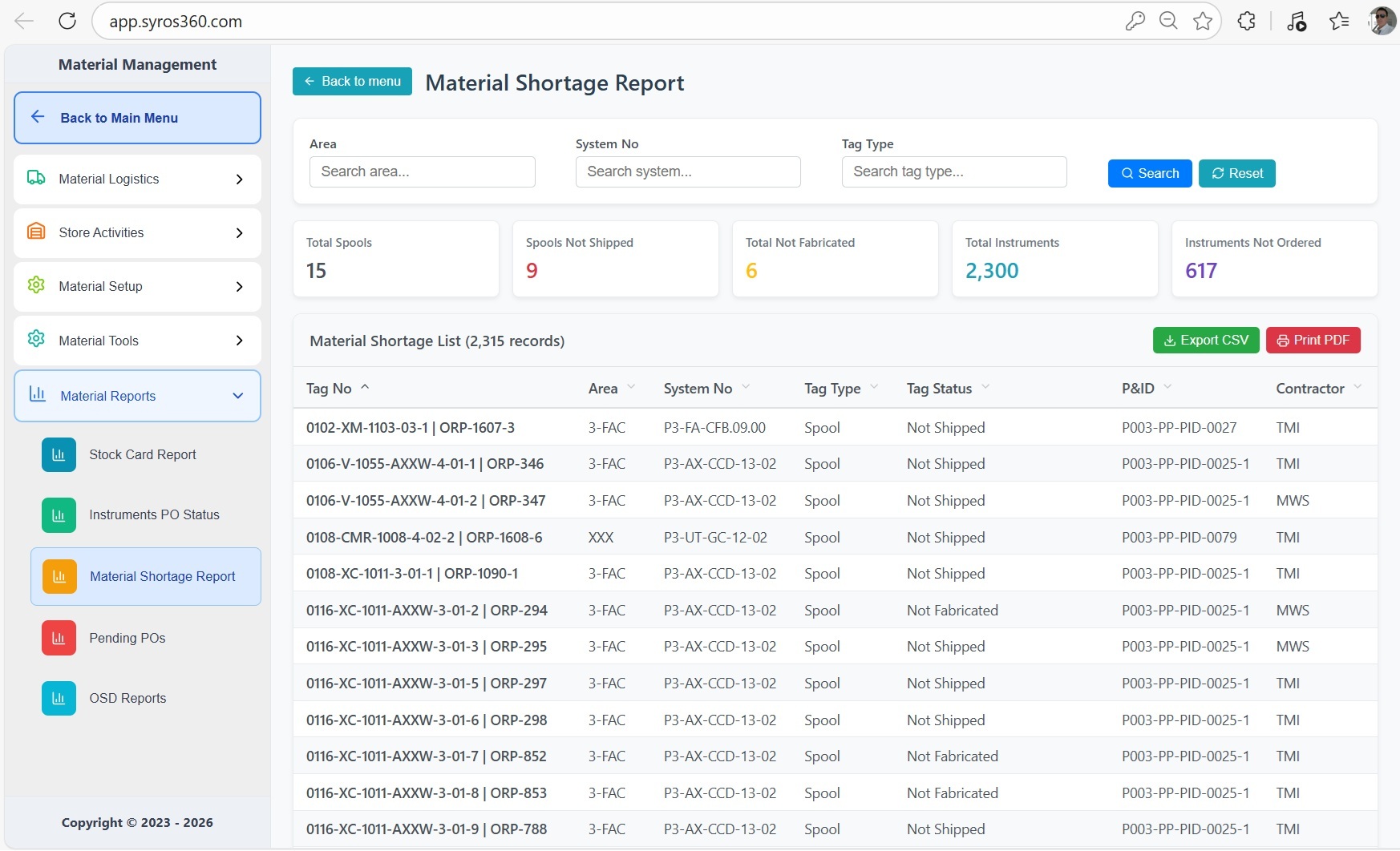 Material Purchase Orders
